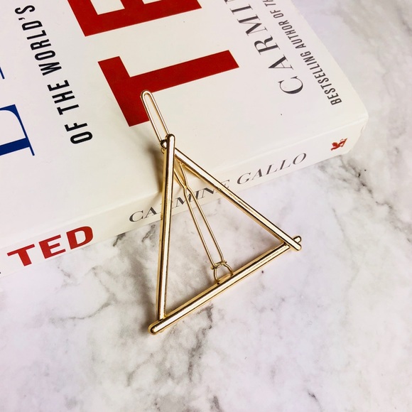 New! Gold Triangle Hair Clip Hair Pin Barrette - Picture 1 of 5
